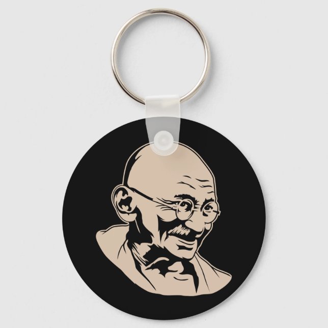 Mahatma Gandhi Porträtt Keychain Nyckelring (Framsida)