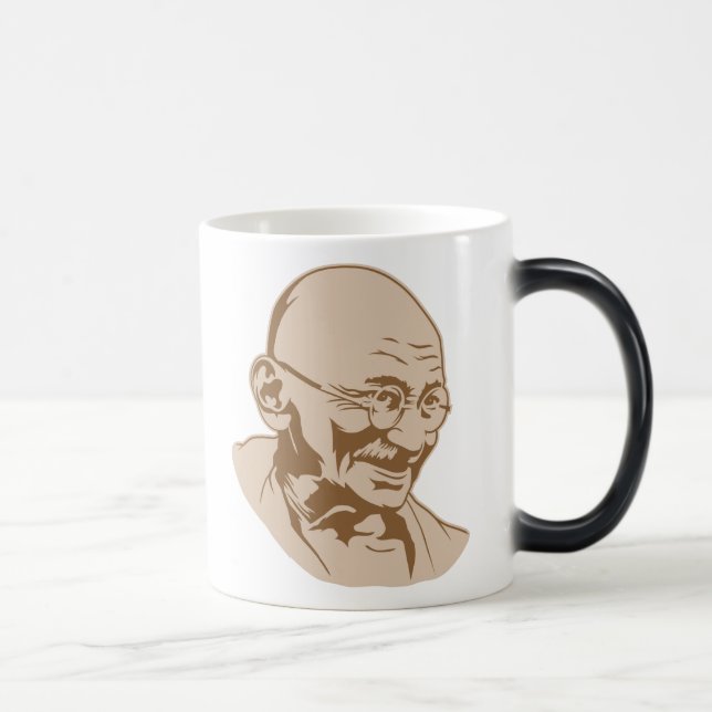 Mahatma Gandhi porträttmugg Magisk Mugg (Höger)