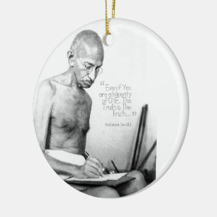 Mahatma Gandhi Quote, minoritet av en, sanning Julgransprydnad Keramik