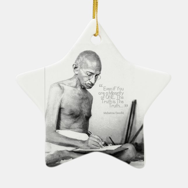Mahatma Gandhi Quote, minoritet av en, sanning Julgransprydnad Keramik (Baksidan)