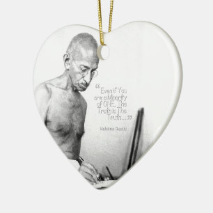 Mahatma Gandhi Quote, minoritet av en, sanning Julgransprydnad Keramik