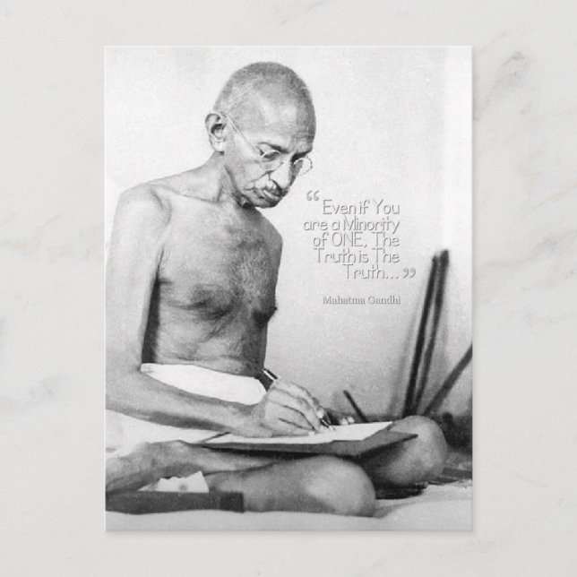 Mahatma Gandhi Quote, minoritet av en, sanning Vykort (Framsida)
