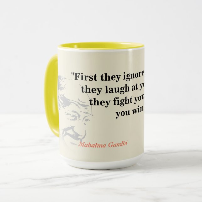Mahatma Gandhi Quote on Winning Mugg (Framsida vänster)