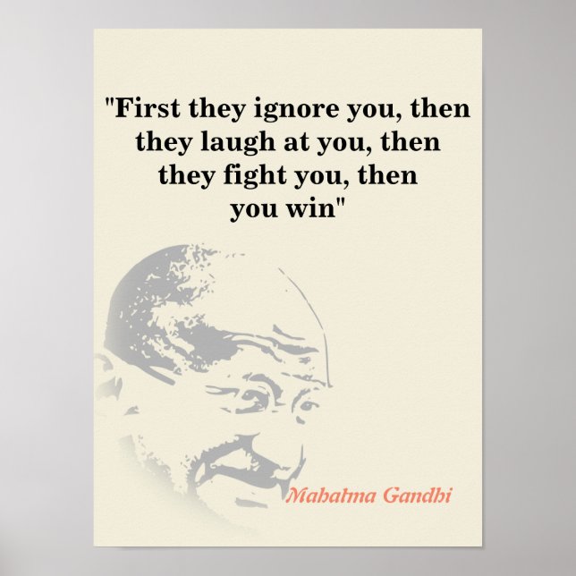 Mahatma Gandhi Quote on Winning Poster (Framsidan)