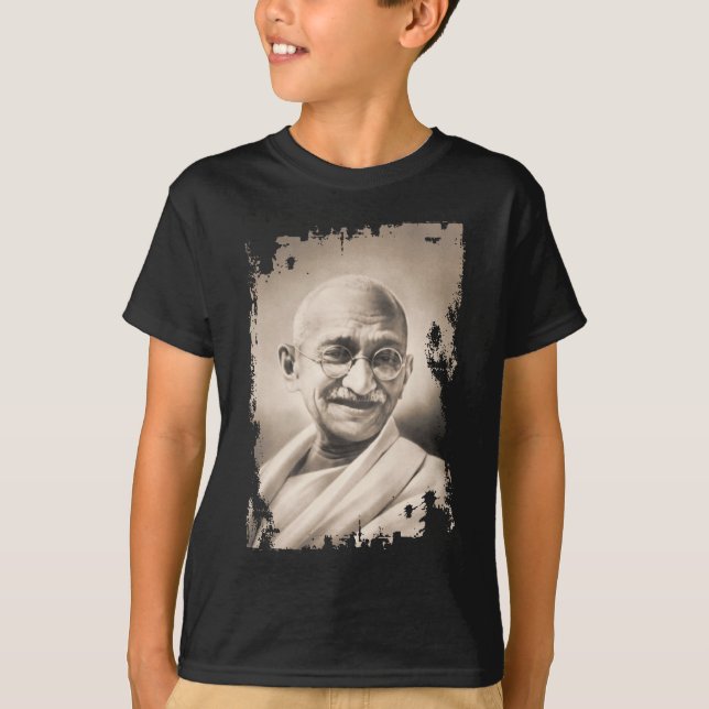 Mahatma Gandhi svart T-tröja Tee (Framsida)
