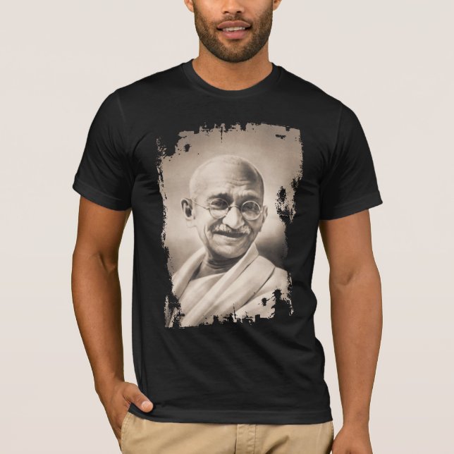 Mahatma Gandhi svart T-tröja Tee (Framsida)