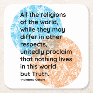 Mahatma Gandhi Truth Religion citerar Underlägg Papper Kvadrat