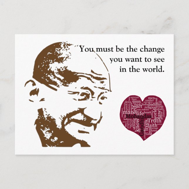 Mahatma Gandhi Vykort (Framsida)