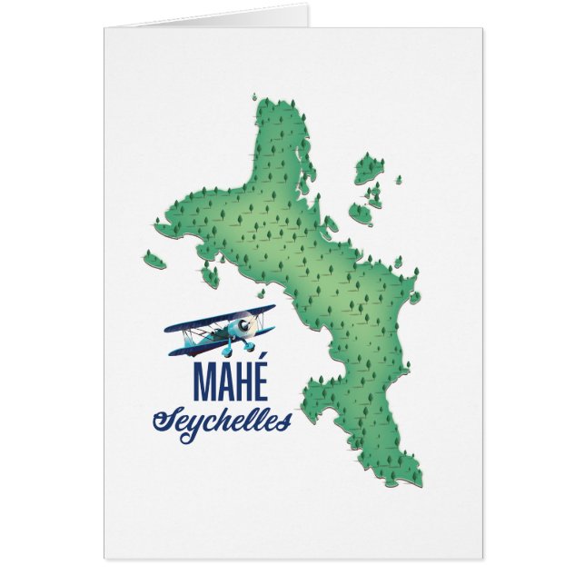 Mahé, Seychellerna Vintage karta Hälsningskort (Framsidan)