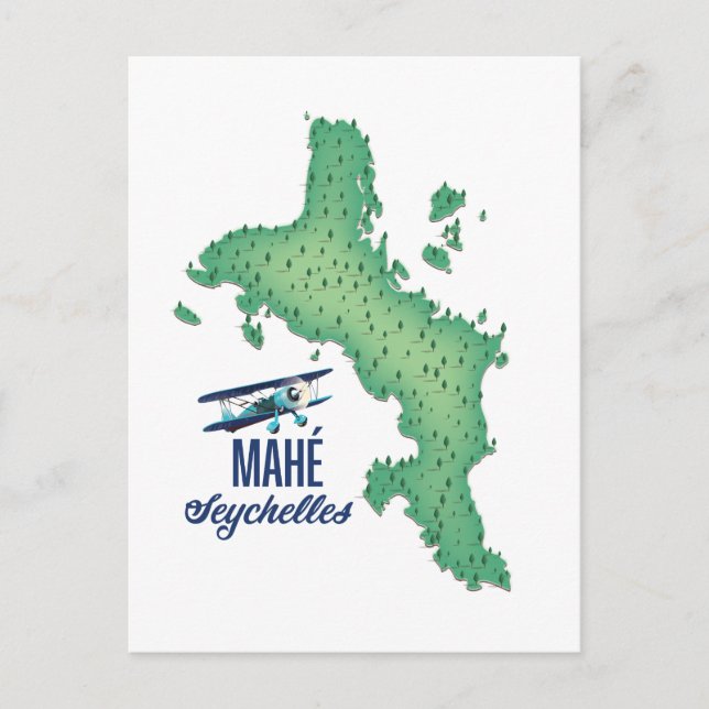 Mahé, Seychellerna Vintage karta Vykort (Framsida)