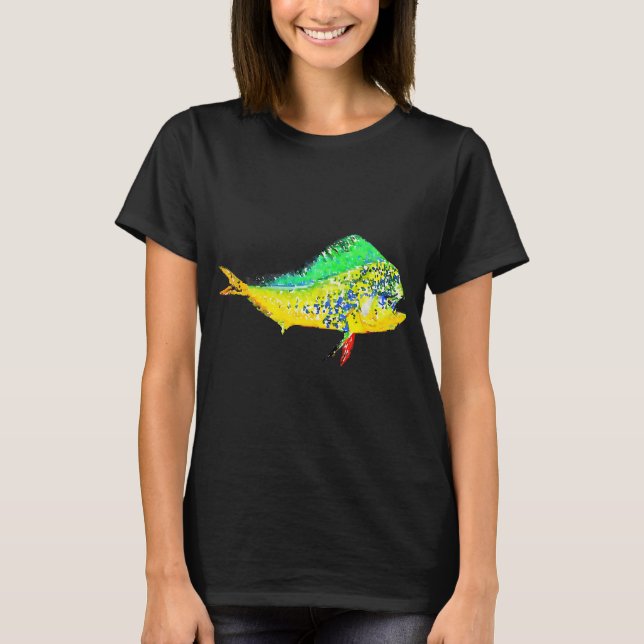 Mahi Mahi Akvarell Dolfisk T Shirt (Framsida)