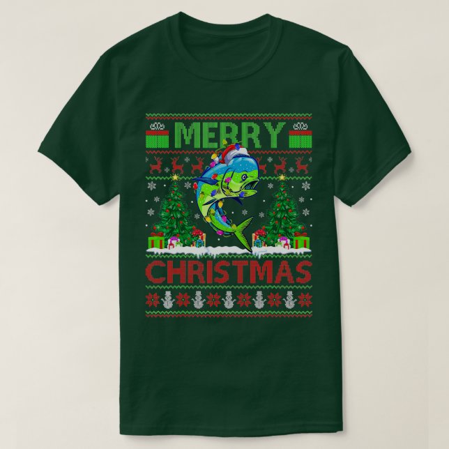 Mahi Mahi Fish Lover Xmas Tree Santa Mahi Mahi Chr T Shirt (Design framsida)