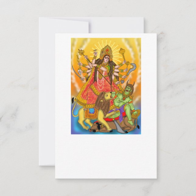 Mahishasur Mardini Durga Greeting Card Tack Kort (Framsida)