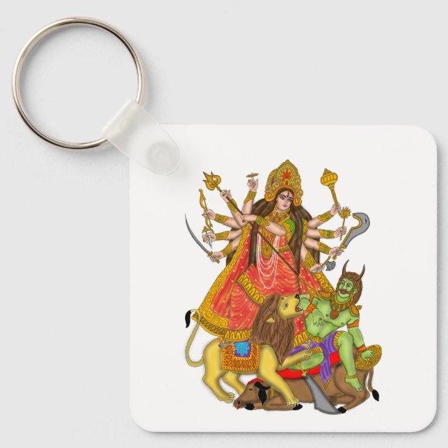 Mahishasur Mardini Durga Keychain Nyckelring (Framsida)