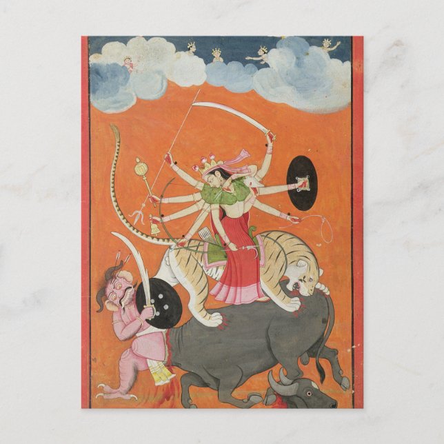"Mahishasuramardini" från "Devimahatmya of Morsa" Vykort (Framsida)