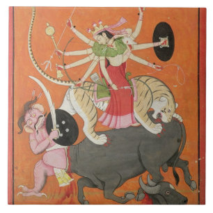"Mahishasuramardini", från 'Devimahatmyaen av Kakelplatta