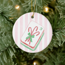 Mahj-y Christmas Candy Cane Mahjong Julgransprydnad Keramik