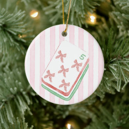 Mahj-y Christmas Five Bow Mahjong-bricka Julgransprydnad Keramik