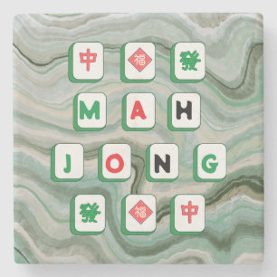 Mahjong Älskare Jade Grönt Marble Print Mahj Gift Stenunderlägg