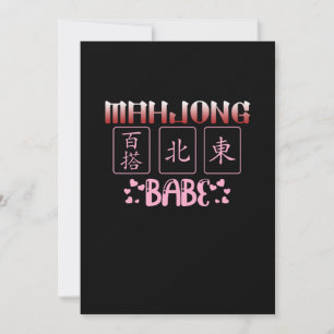 Mahjong Babe Game Player Mahjong Games Graphic Inbjudningar