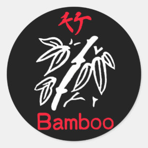 Mahjong Bamboo Kostym, Red and White on Black Runt Klistermärke