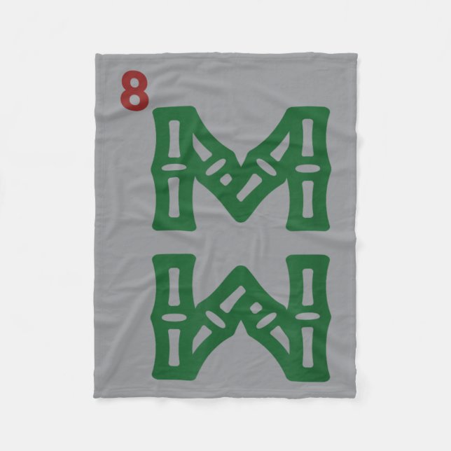 Mahjong Bambu Sozu Åtta Bambu Brickor Kinesisk Mah Fleecefilt (Framsidan)
