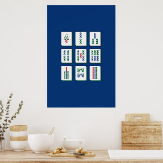 Mahjong Bambuplattor Konsttryck Poster