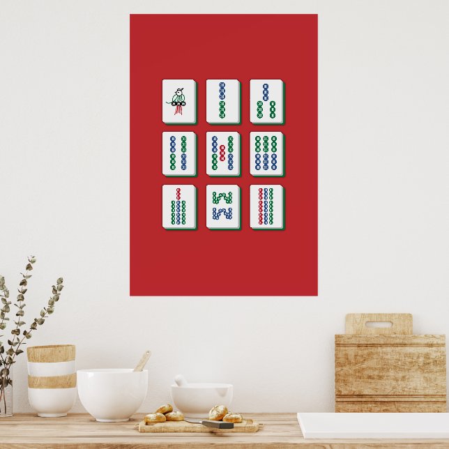 Mahjong Bambuplattor Konsttryck Poster (Kök)