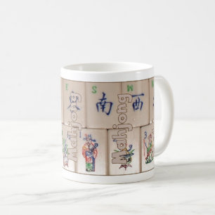 Mahjong belägger med tegel på (uppsättning 5) kaffemugg