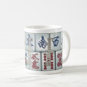 Mahjong belägger med tegel på (uppsättning 6) kaffemugg