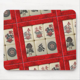 Mahjong belägger med tegel röd ramar musmatta