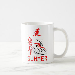 Mahjong belägger med tegel, sommaren, på kaffemugg