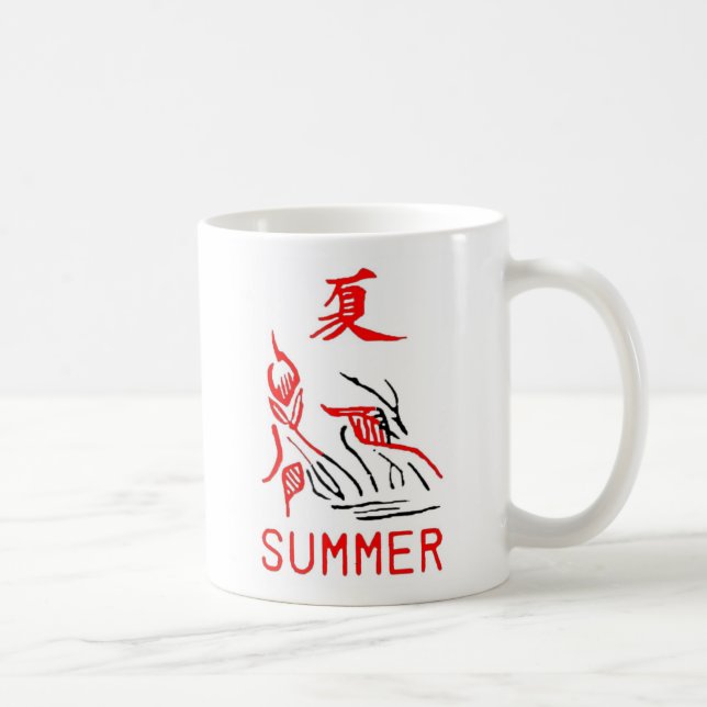 Mahjong belägger med tegel, sommaren, på kaffemugg (Höger)