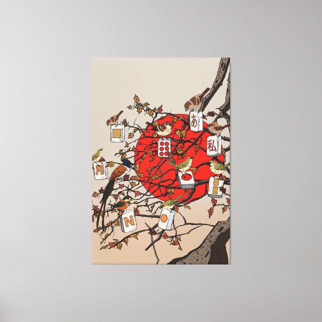 Mahjong Birds Game Canvastryck (Framsida)