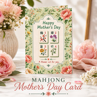 Mahjong Blommig Mors Dag Elegant Kort