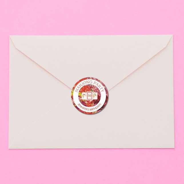 Mahjong Blommigt Anpassade Sticker Runt Klistermärke (Skapare uppladdad)