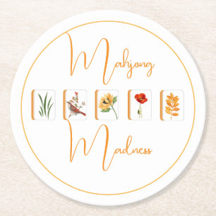Mahjong blommor brickor papper underlägg papper rund