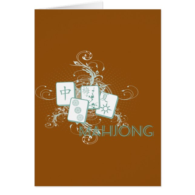 mahjong blue hälsningskort (Framsidan)