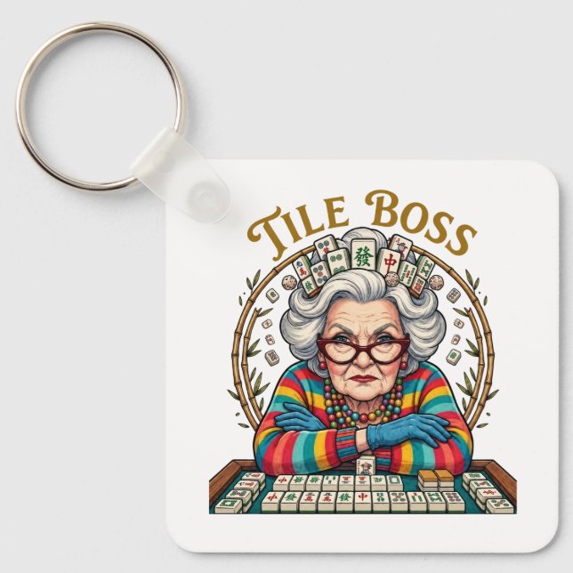 Mahjong-bricka Boss Nyckelring (Framsida)