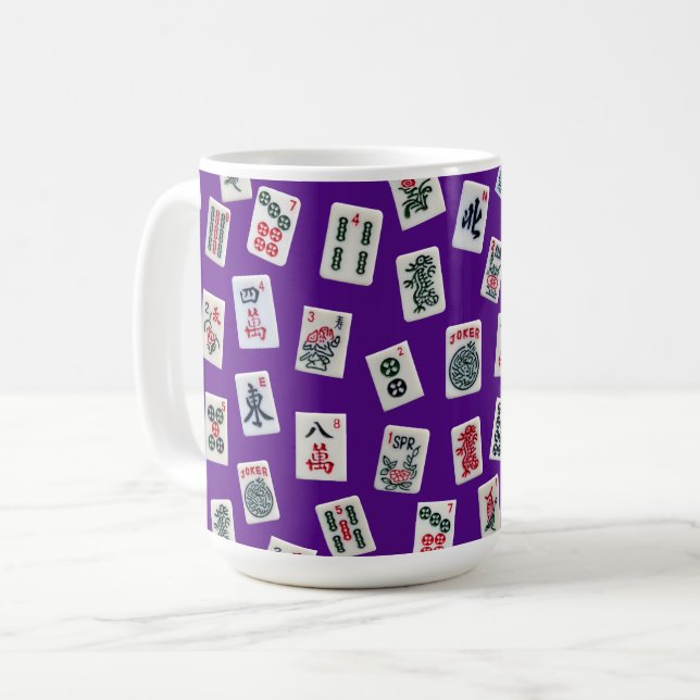 MahJong-brickor (symboler) på lila Kaffemugg (Framsida vänster)