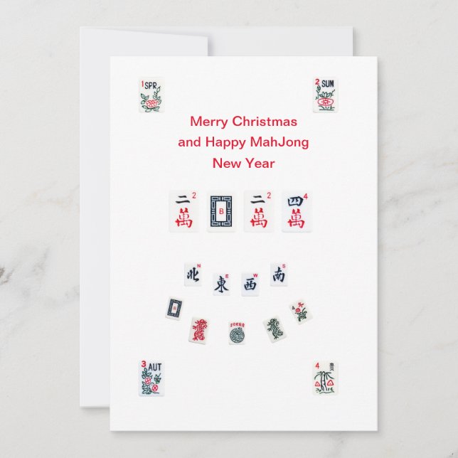 Mahjong-brickssymboler design för jul julkort (Framsida)