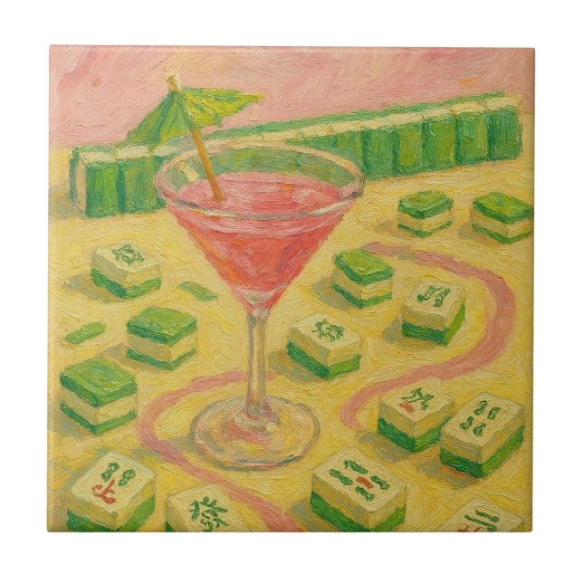 Mahjong Chic Målning Cocktail Kakelplatta (Framsidan)
