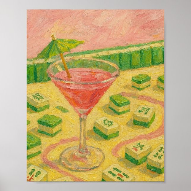 Mahjong Chic Målning Cocktail  Poster (Framsidan)