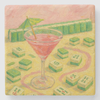 Mahjong Chic Målning Cocktail Stenunderlägg