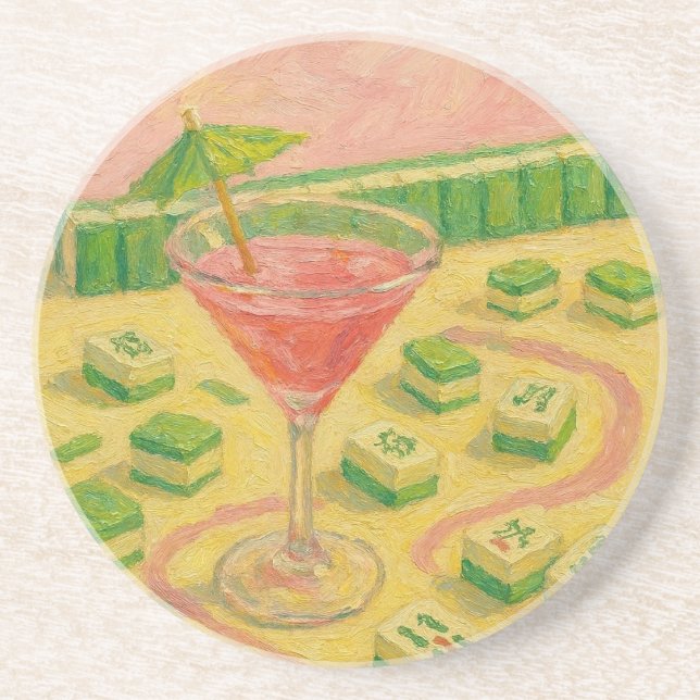 Mahjong Chic Målning Cocktail Underlägg (Framsidan)