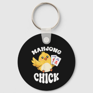 Mahjong Chick China Board Game Player Nyckelring