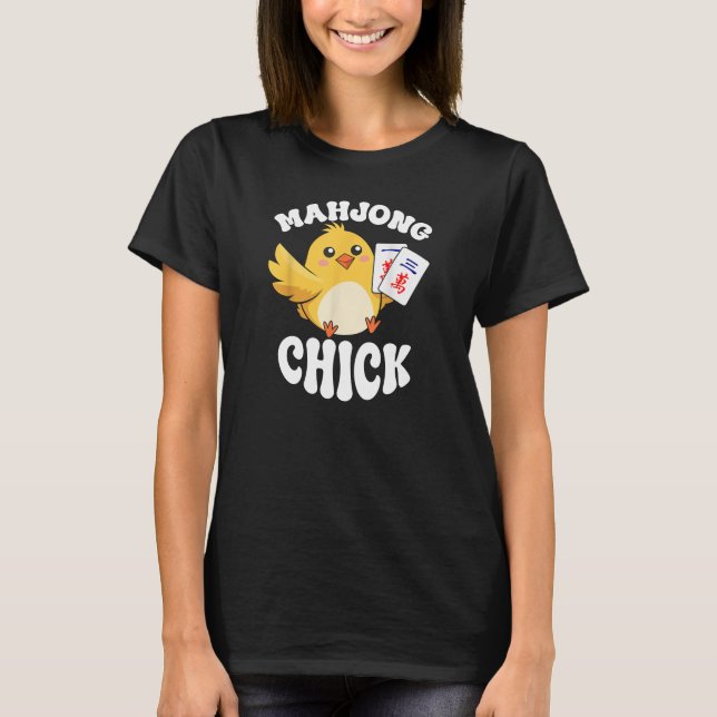 Mahjong Chick China Board Game Player T Shirt (Framsida)