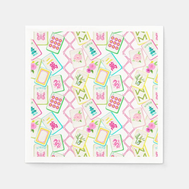 Mahjong Cocktail Napkin Pappersservett (Framsidan)