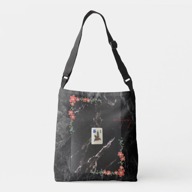 Mahjong Crossbody Bag Floral on Marble Design Axelväska (Baksida)