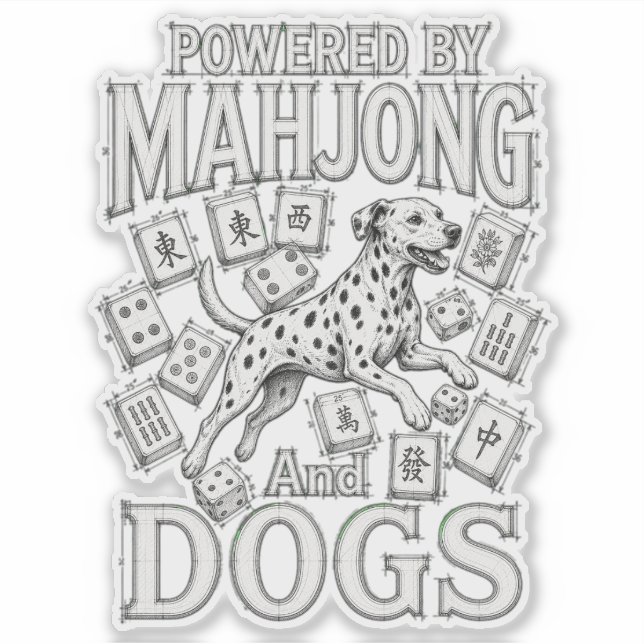 Mahjong & Dalmatiner Hundälskarepresent Klistermärken (Framsida)